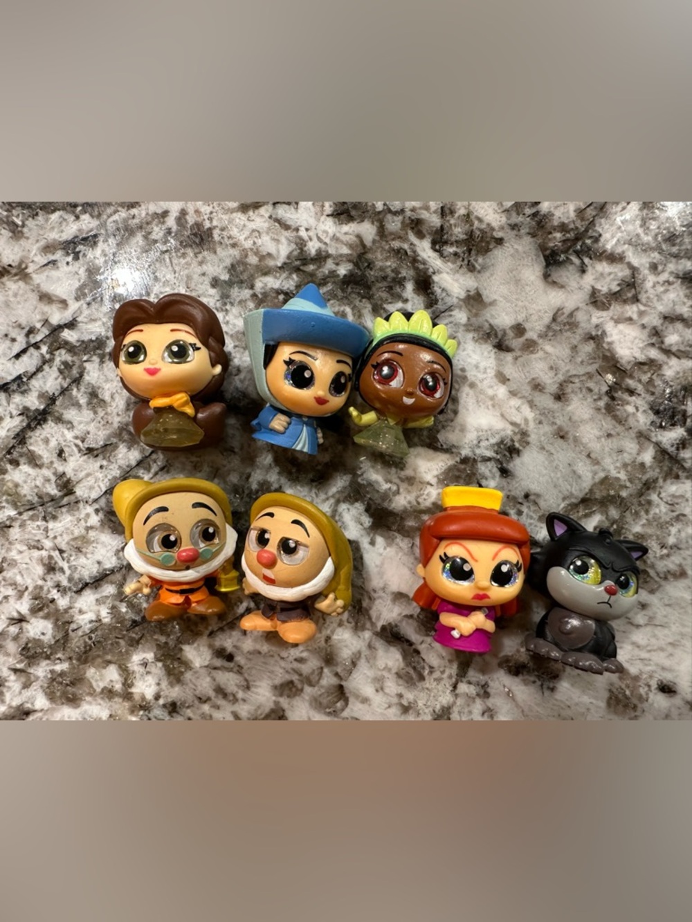 Disney Mini Figures Set - Blue, Brown, Yellow, Red, Black